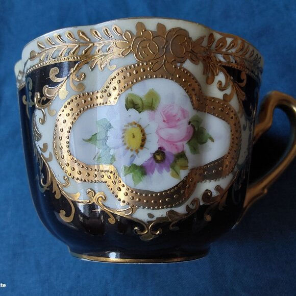 Stunning vintage Noritake teacup and saucer set hand painted flowers gold moriag - Picture 11 of 14